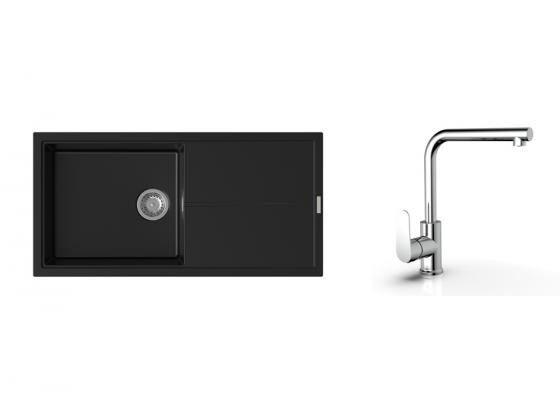 K-StrongSinks S3 Set dřez Labe 1000x500mm granit černá + Baterie Stréva chrom