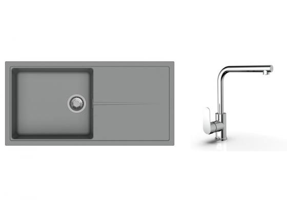 K-StrongSinks S3 Set dřez Labe 1000x500mm granit šedá + Baterie Stréva chrom
