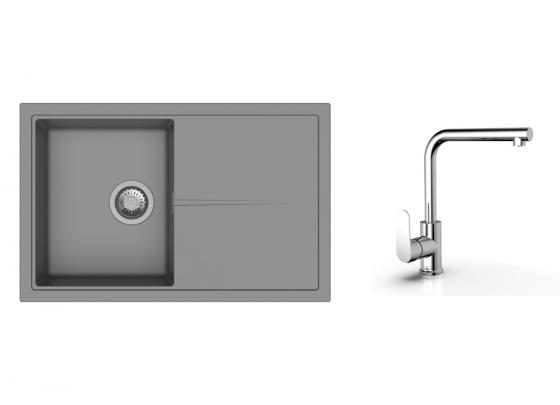 K-StrongSinks S3 Set dřez Labe 780x500mm granit šedá + Baterie Stréva chrom