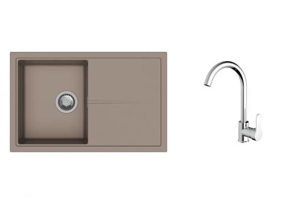 K-StrongSinks S3 Set dřez Labe 780x500mm granit béžová + Baterie Seina chrom