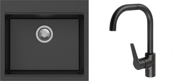 K-StrongSinks S3 Set dřez Ipel 560x510mm granit černá + Baterie Garonne černá