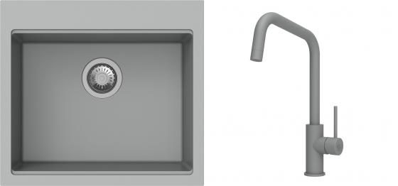 K-StrongSinks S3 Set dřez Ipel 560x510mm granit šedá + Baterie Arda šedá