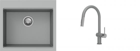 K-StrongSinks S3 Set dřez Ipel 560x510mm granit šedá + Baterie Neris šedá