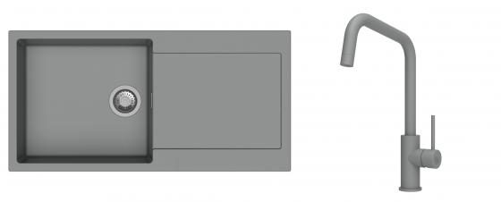 K-StrongSinks S3 Set dřez Zala 1000x500mm granit šedá + Baterie Arda šedá