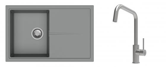 K-StrongSinks S3 Set dřez Labe 780x500mm granit šedá + Baterie Arda nerez