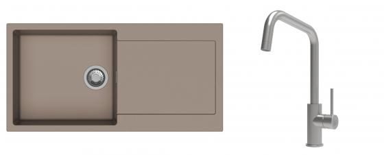 K-StrongSinks S3 Set dřez Zala 1000x500mm granit béžová + Baterie Arda nerez