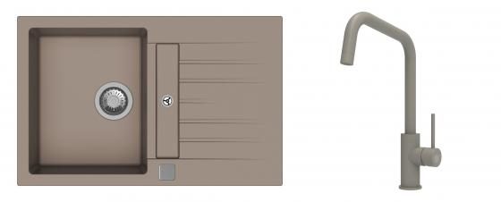 K-StrongSinks S3 Set dřez Vardar 780x500mm granit béžová + Baterie Arda béžová
