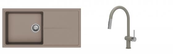 K-StrongSinks S3 Set dřez Labe 1000x500mm granit béžová + Baterie Neris béžová