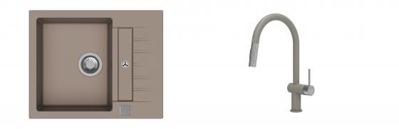 K-StrongSinks S3 Set dřez Vardar 615x500mm granit béžová + Baterie Neris béžová