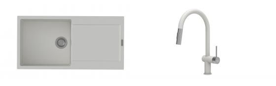 K-StrongSinks S3 Set dřez Zala 1000x500mm granit bílá + Baterie Neris bílá