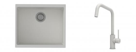 K-StrongSinks S3 Set dřez Hron 530x460mm granit bílá + Baterie Arda bílá