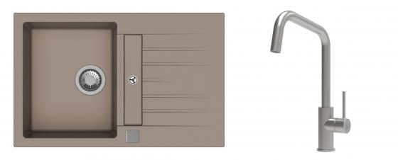 K-StrongSinks S3 Set dřez Vardar 780x500mm granit béžová + Baterie Arda nerez