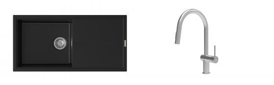 K-StrongSinks S3 Set dřez Labe 1000x500mm granit černá + Baterie Neris celonerez