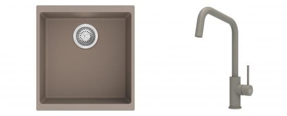K-StrongSinks S3 Set dřez Hron 430x460mm granit béžová + Baterie Arda béžová