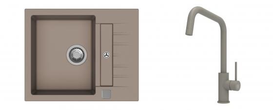 K-StrongSinks S3 Set dřez Vardar 615x500mm granit béžová + Baterie Arda béžová