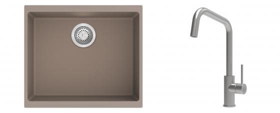 K-StrongSinks S3 Set dřez Hron 530x460mm granit béžová + Baterie Arda nerez