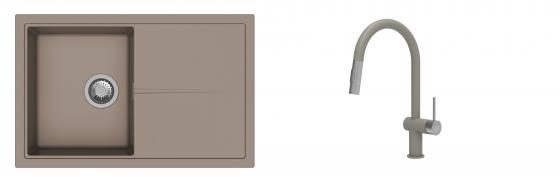 K-StrongSinks S3 Set dřez Labe 780x500mm granit béžová + Baterie Neris béžová