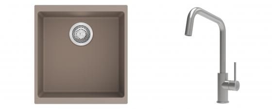 K-StrongSinks S3 Set dřez Hron 430x460mm granit béžová + Baterie Arda nerez