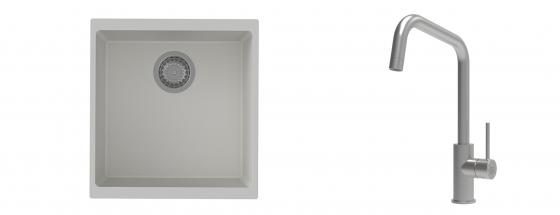 K-StrongSinks S3 Set dřez Hron 430x460mm granit bílá + Baterie Arda nerez