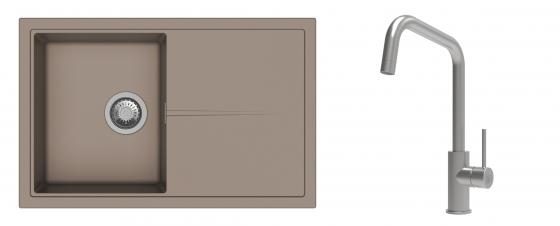 K-StrongSinks S3 Set dřez Labe 780x500mm granit béžová + Baterie Arda nerez