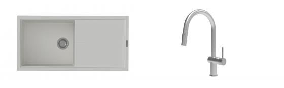 K-StrongSinks S3 Set dřez Labe 1000x500mm granit bílá + Baterie Neris celonerez