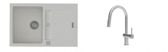 K-StrongSinks S3 Set dřez Vardar 780x500mm granit bílá + Baterie Neris celonerez