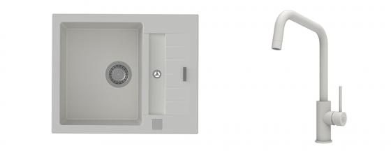 K-StrongSinks S3 Set dřez Vardar 615x500mm granit bílá + Baterie Arda bílá
