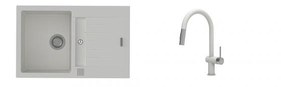 K-StrongSinks S3 Set dřez Vardar 780x500mm granit bílá + Baterie Neris bílá