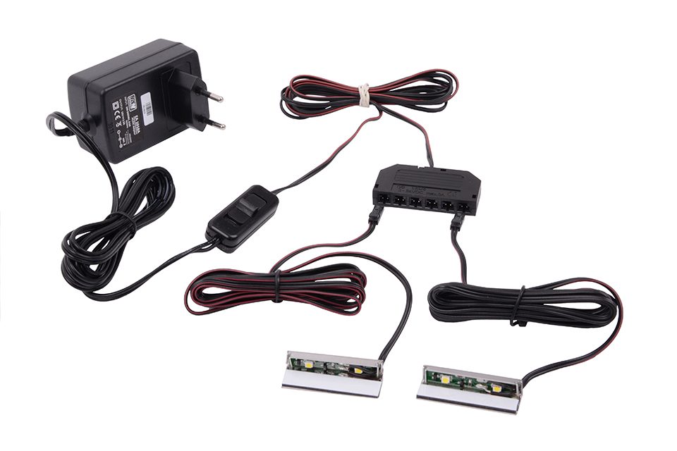 LED svítidlo pro skleněné police - 2 ks + napájecí zdroj bílá