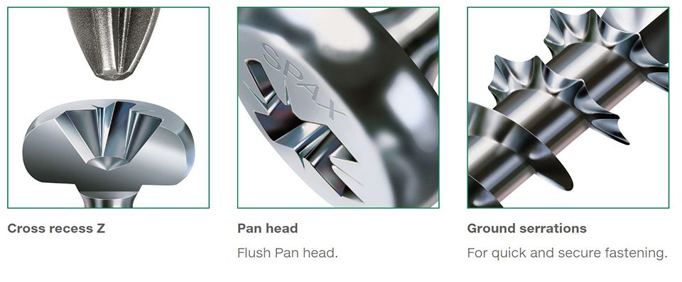 SPAX vrut 4x25 půlkulatá hlava PZ, W, 4C