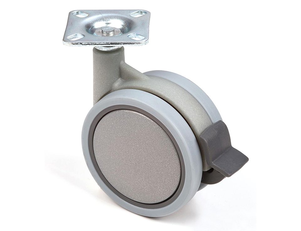 StrongCastors kolečko 75mm s měkčeným běhounem a brzdou
