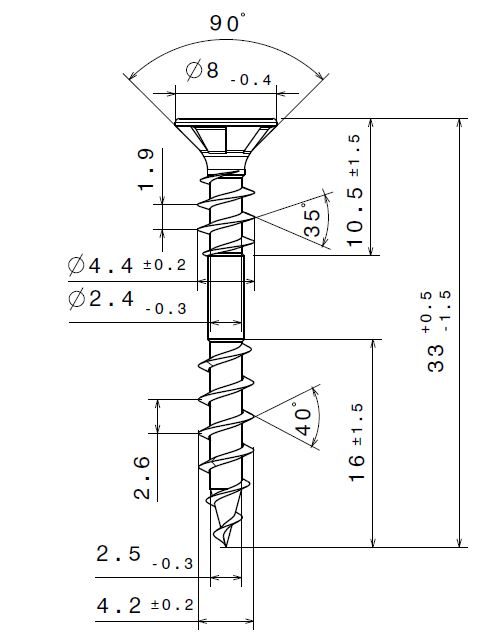 SPAX vrut 4x33mm zápustná hlava TXS,W,4C MH dvojitý závit (TUPL)