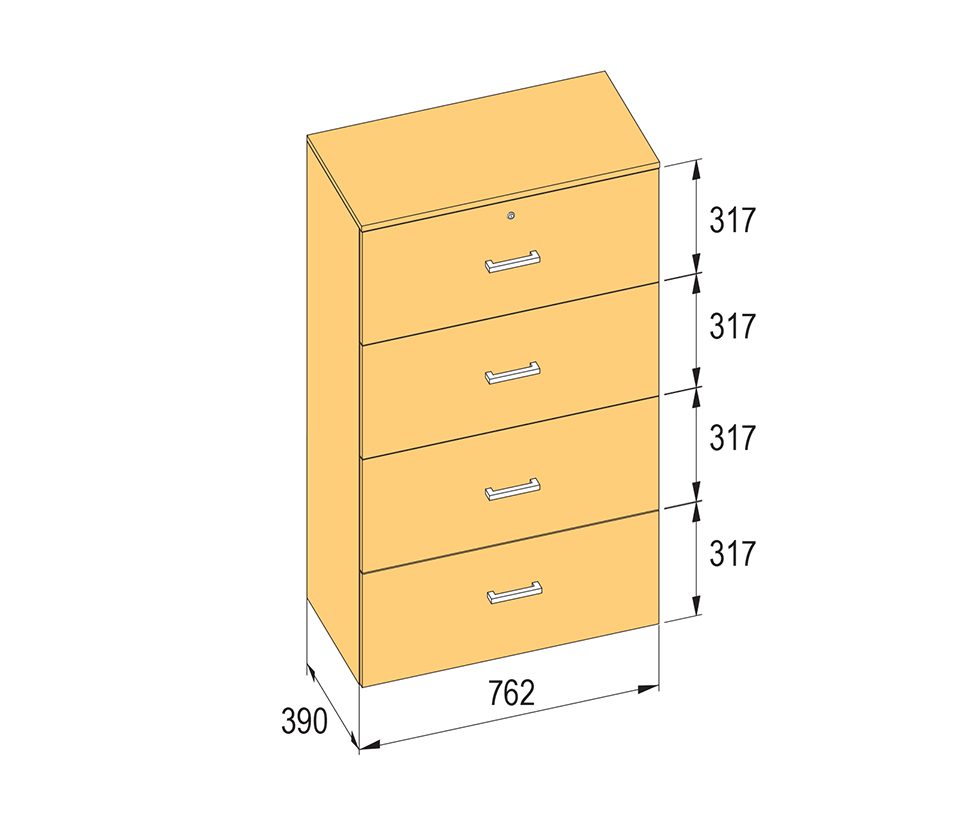 K-BBP kartotéka typ R4 pro vnitřní šířku 762/390 mm výška 1276mm s tlumením