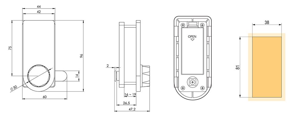 StrongLocks Elektronický zámek na klávesnici knopka černá pravý