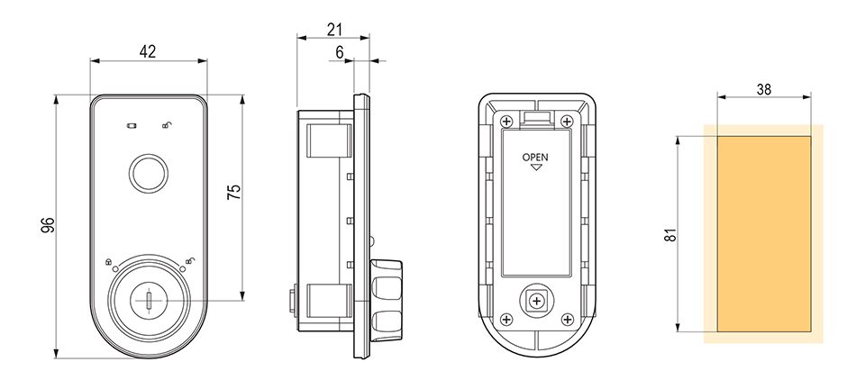 StrongLocks Elektronický zámek na otisk prstu knopka černá pravý