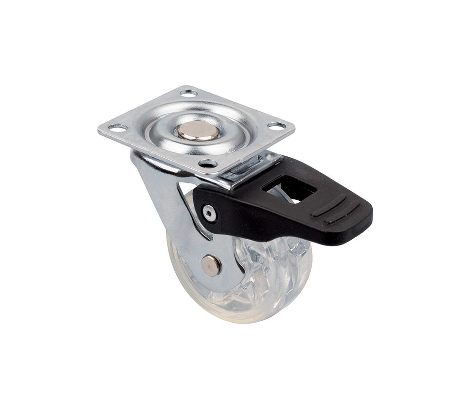 StrongCastors kolečko TOP průměr 50mm transparentní čirá s brzdou