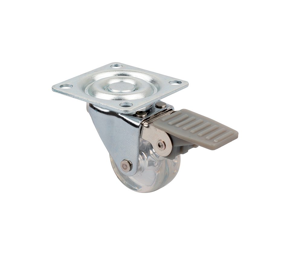 StrongCastors kolečko TOP-E průměr 35mm transparentní čirá s brzdou