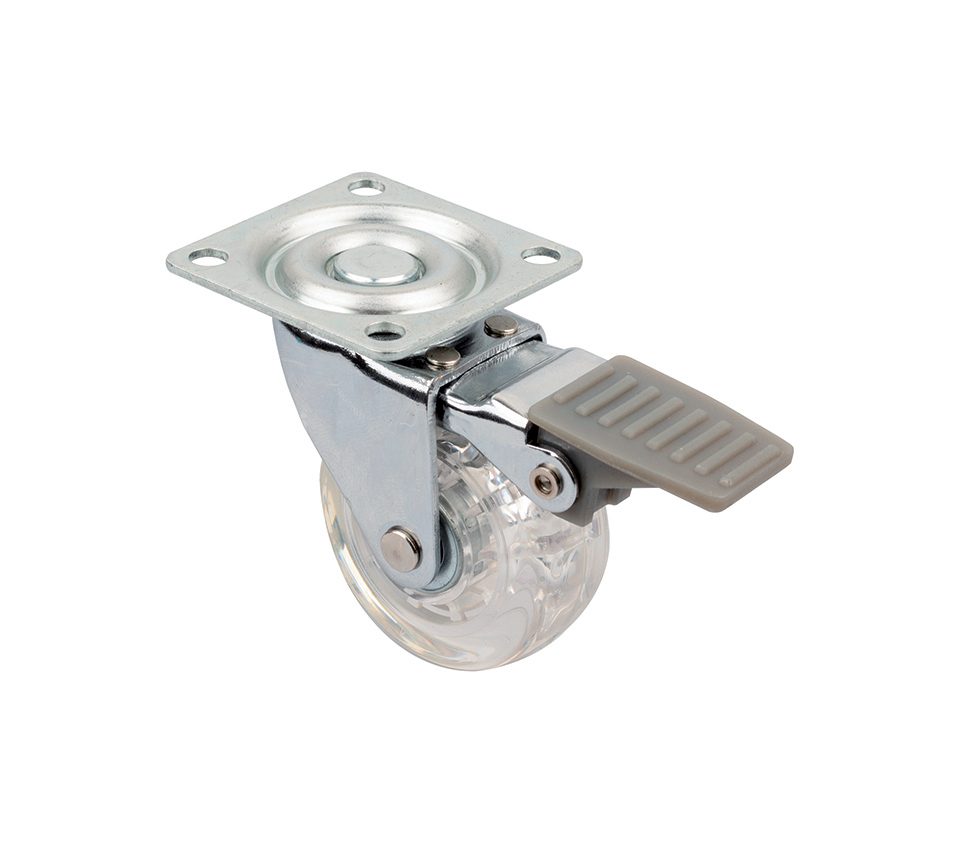 StrongCastors kolečko TOP-E průměr 50mm transparentní čirá s brzdou