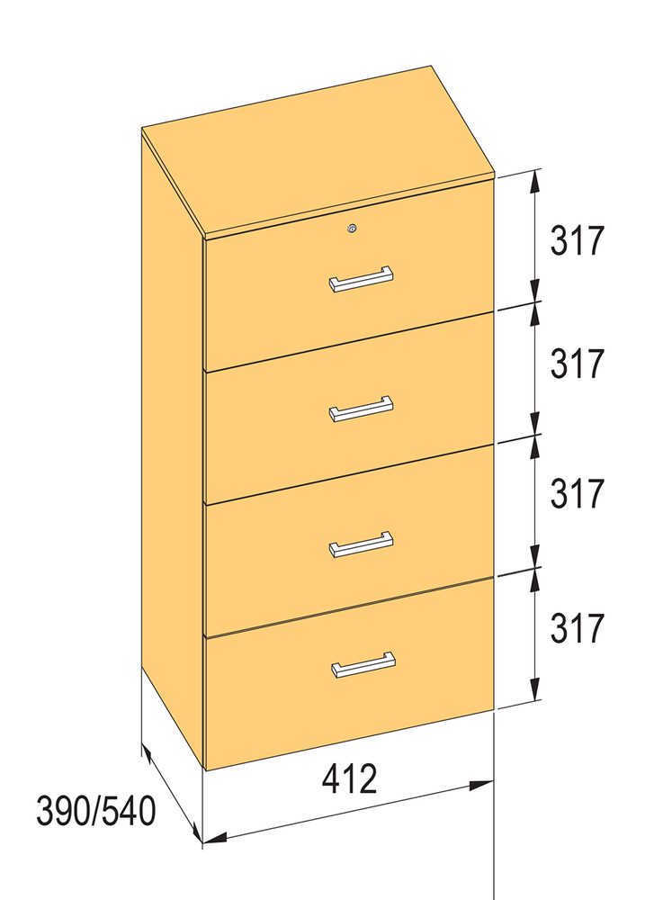 K-BBP kartotéka typ R4 pro vnitřní šířku 412/390 mm výška 1276mm s tlumením