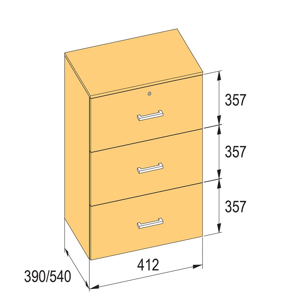 K-BBP kartotéka typ R3 pro vnitřní šířku 412/390 mm výška 1076mm bez tlumení