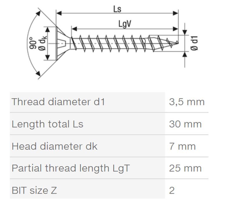 SPAX vrut 3,5x30mm zápustná hlava PZ W 4C MH
