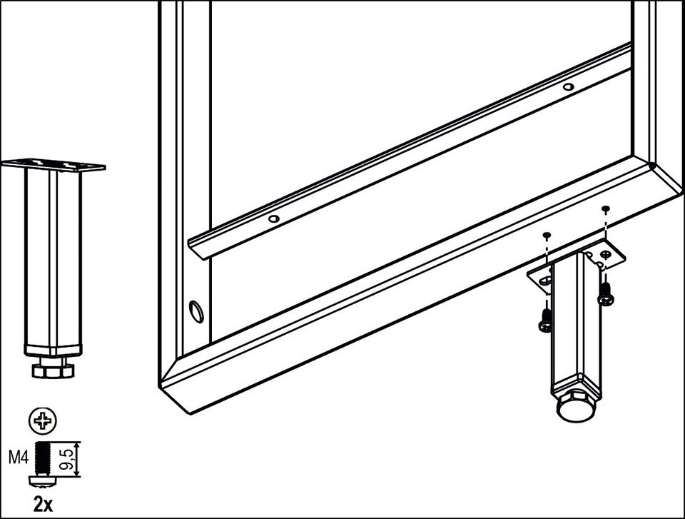 KES 237023 YouK nožka s rektifikací 20x20x100 mm černá
