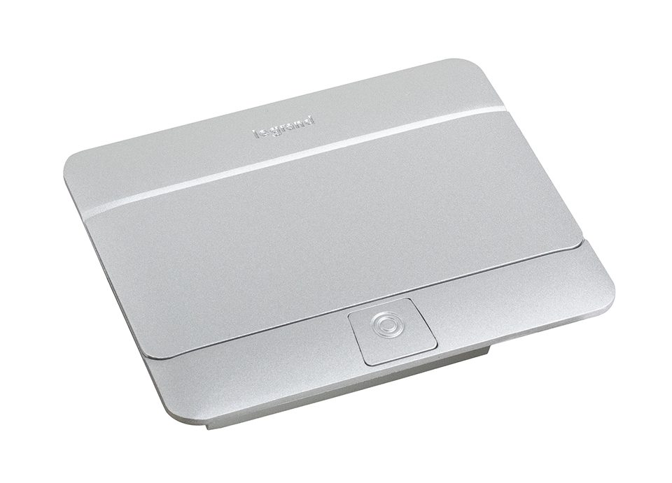 LEGRAND Pop-up v2, 1 x elektrická zásuvka 230 V, 2 x data RJ45, hliník