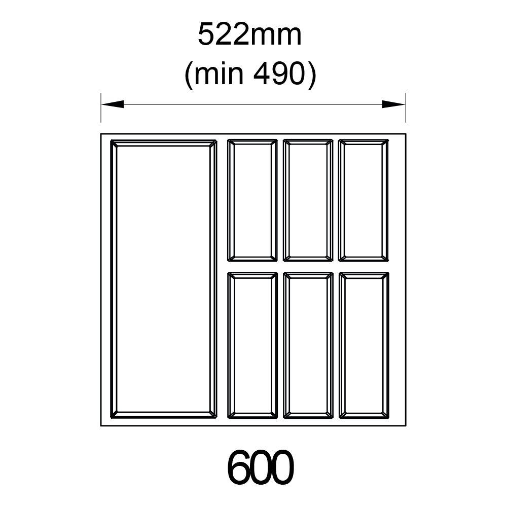 K-BLUM Legrabox M 500 mm/40 kg,bílá,vrut+příborník Classico Kristall 60(522x474)