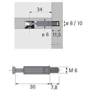 HETTICH 20157 kolík Twister DU 644, 30 mm, černá