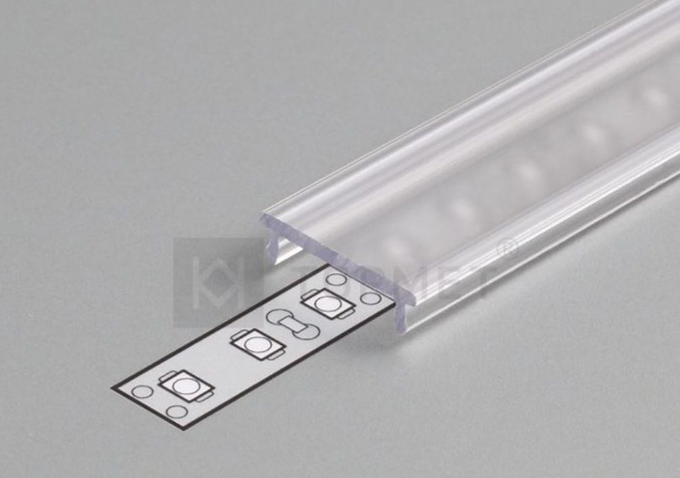 StrongLumio krycí lišta F k LED profilům 14 naklapávací 3000mm průsvitná