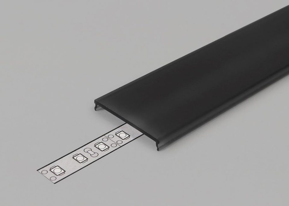 StrongLumio krycí lišta F k LED profilům 14 naklapávací 3000mm černá