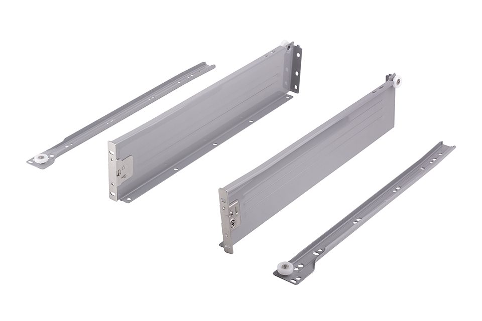 StrongRoll zásuvka, kolečkový výsuv s bočnicí, H86/550mm/25kg, šedá