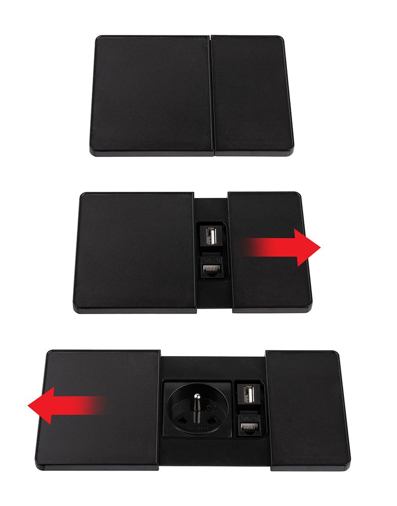 VersaPad 1x elektrická zásuvka 1xUSB, 1xRJ45 černá