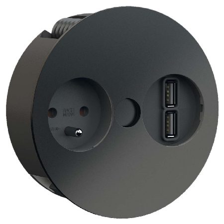 BACHMANN 931.132 elektrická zásuvka Twist USB, 1x 230V FR, 2x USB-A, černá mat